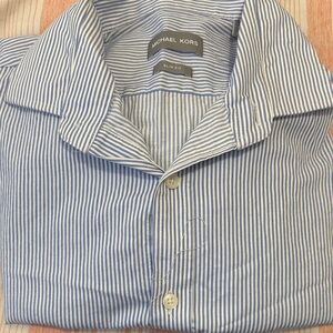 Michael Kors Blue Stripe Men's Button-Up Shirt